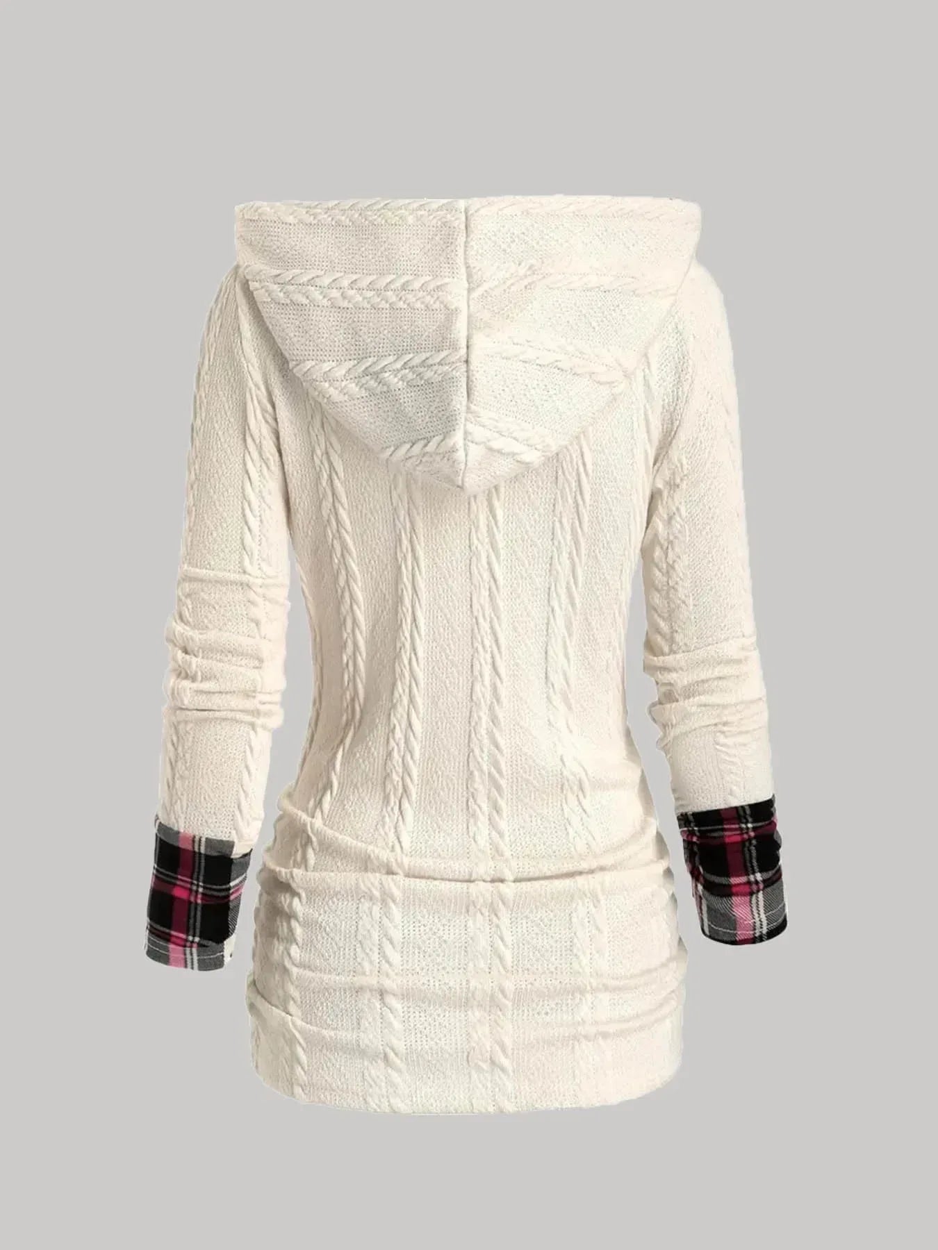 Plus Size Womens Suit Hooded Sweatshirts Colorblock Plaid Print Hoodie Drawstring Textured Tops Long Pants Two-piece Set - Shello's Creative Boutique