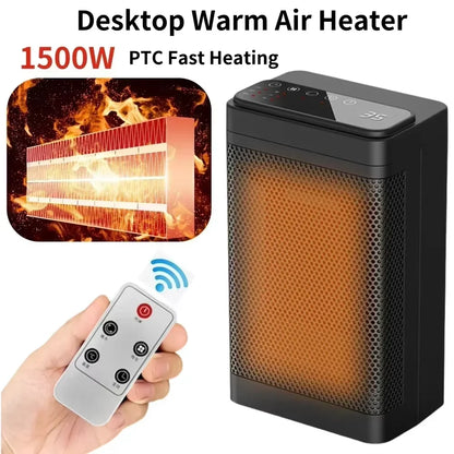 Portable Electric PTC Fan Heater Bathroom Living Room Fixed Constant Temperature Shake Head Remote Control House Warmer Machine eprolo