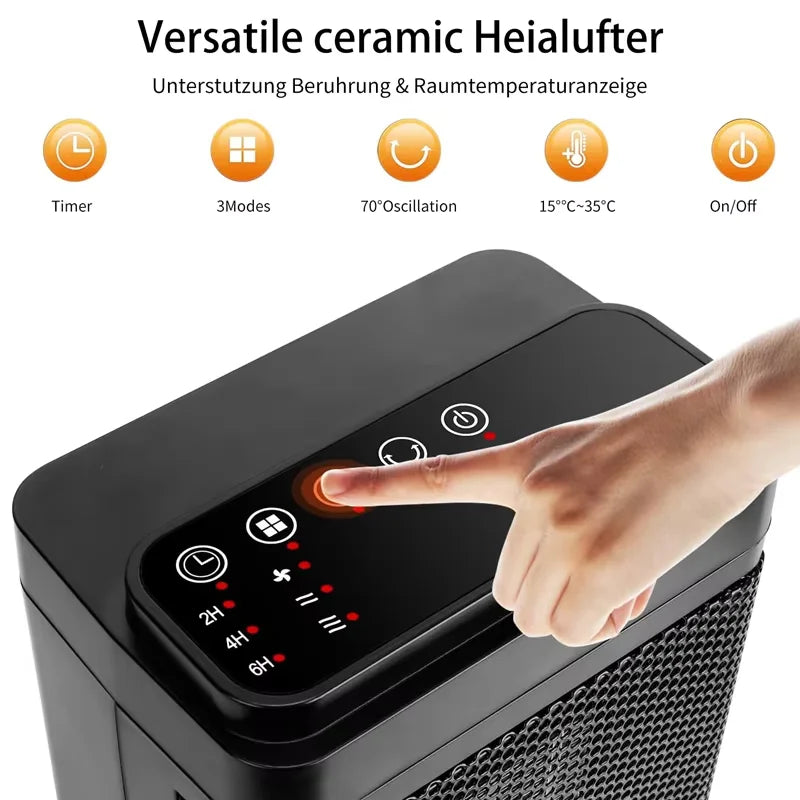 Portable Electric PTC Fan Heater Bathroom Living Room Fixed Constant Temperature Shake Head Remote Control House Warmer Machine eprolo