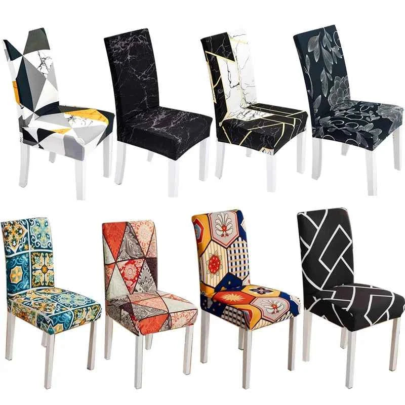 Elastic Chair Covers - Removable Printed Slipcovers
