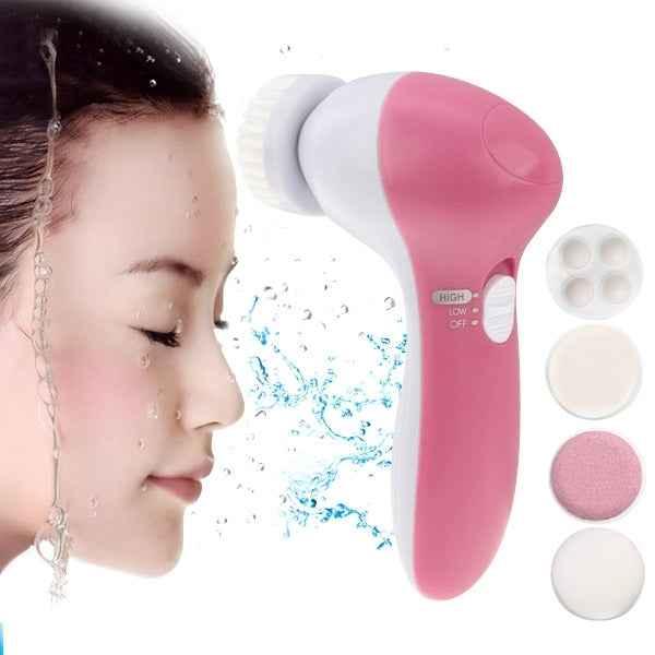 5 in 1 Beauty Care Brush Massager Scrubber Face Skin Care Electric Facial Cleanser - Shello's Creative Boutique
