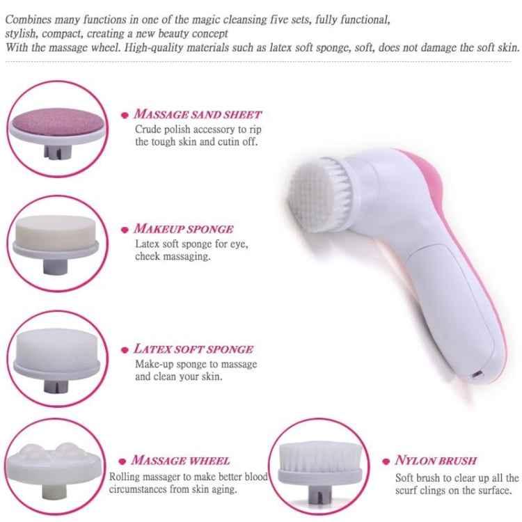 5 in 1 Beauty Care Brush Massager Scrubber Face Skin Care Electric Facial Cleanser - Shello's Creative Boutique