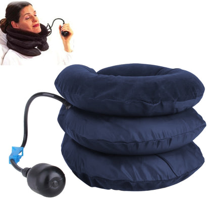 Inflatable Air Cervical Neck Traction Device Soft Head Back Shoulder Neck Ache Massager Headache Pain Relief Relaxation Brace, Half Cashmere (Dark Blue) - Shello's Creative Boutique