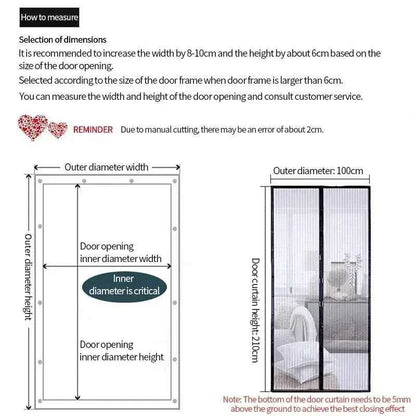 Magnetic Door Curtain - Auto-Close Anti-Mosquito Screen with No Drilling Installation (100x210cm) - Shello's Creative Boutique