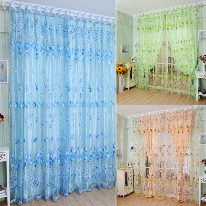 Modern Purple Tulle Curtain Panel - 200x100cm Sheer Voile Drape for Living Room & Bedroom - Shello's Creative Boutique