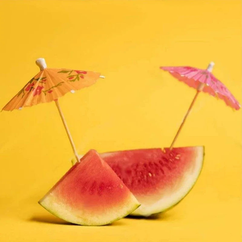 50pcs Mini Cocktail Umbrella Picks — Paper Parasol Party Sticks for Drinks & Cakes
