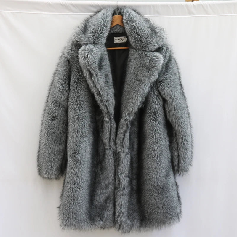 Men's Faux Fur Long Coat - Winter Trench Coat Plus Size