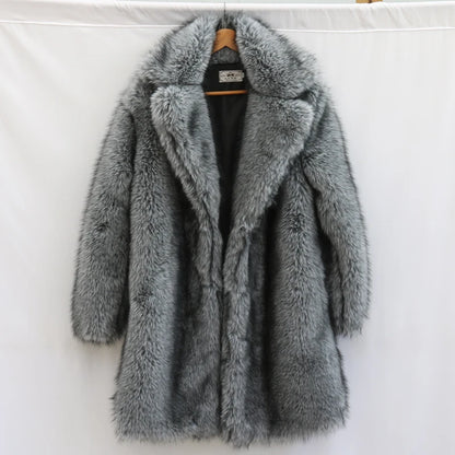 Men's Faux Fur Long Coat - Winter Trench Coat Plus Size