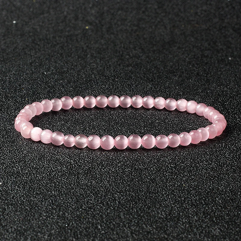 4mm Natural Stone Agate & Lava Stretch Bracelet – Handmade Tiny Bead Bangle for Men & Women