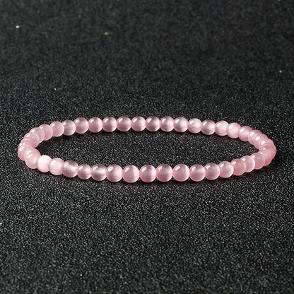 4mm Natural Stone Agate & Lava Stretch Bracelet – Handmade Tiny Bead Bangle for Men & Women