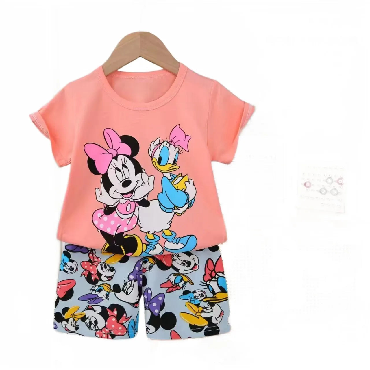 MINISO Summer Baby Girl Cartoon Top & Shorts Set – Cotton Short Sleeve Casual Outfit Shello's Creative Boutique
