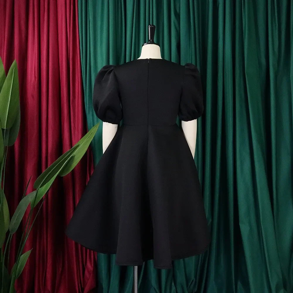 Elegant Pleated A-Line Dress - High Waist Mid-Calf Dress - Shello's Creative Boutique