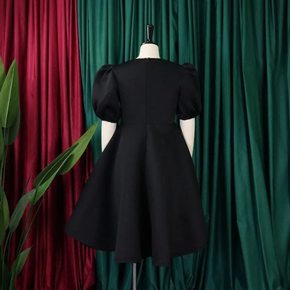 Elegant Pleated A-Line Dress - High Waist Mid-Calf Dress - Shello's Creative Boutique