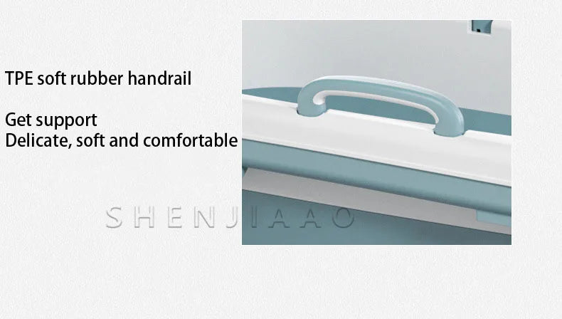 Foldable Adult Bath Barrel – Thickened Plastic Sitting Bathtub with Foot Massage & Lid
