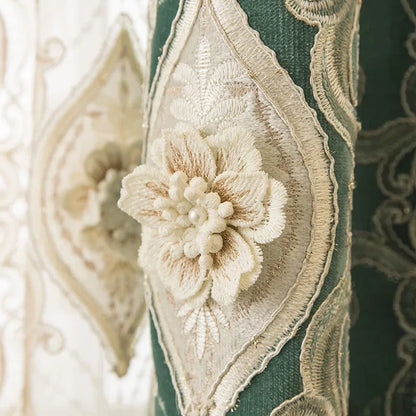 European Water Soluble Embroidery Curtains - Elegant Embroidered Drapes with Yarn for Living & Dining Room