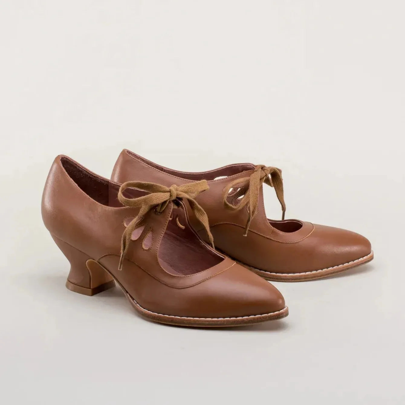 Retro Mary Jane Pumps - Vintage Lace-Up Low Heels - Shello's Creative Boutique