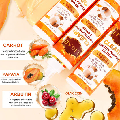 LKIAE Clear Arbutin Pawpaw Whitening Body Lotion, Moisturizing Cream, Improve Rough Skin, Remove Dark Spots, Melanin - Shello's Creative Boutique