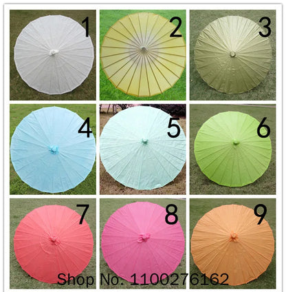 70cm Chinese Fabric Parasol — Traditional Bamboo Dance Umbrella for Weddings & Props