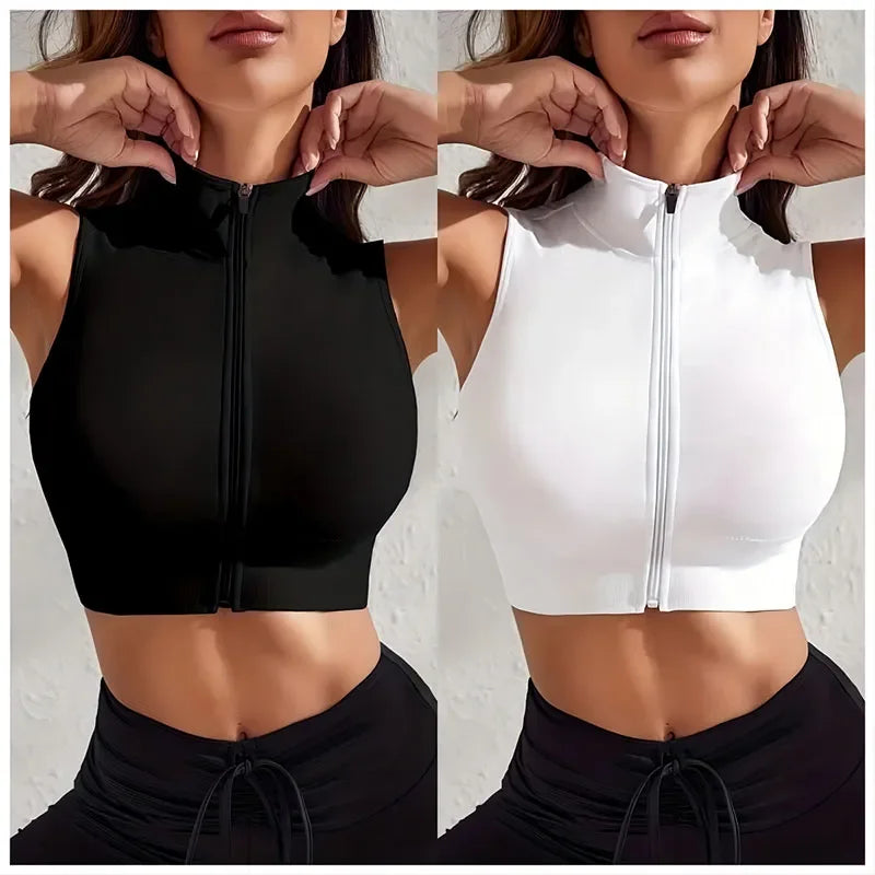 Women's 2-Piece Yoga Set - Breathable Zip-Up Sports Bra & Leggings