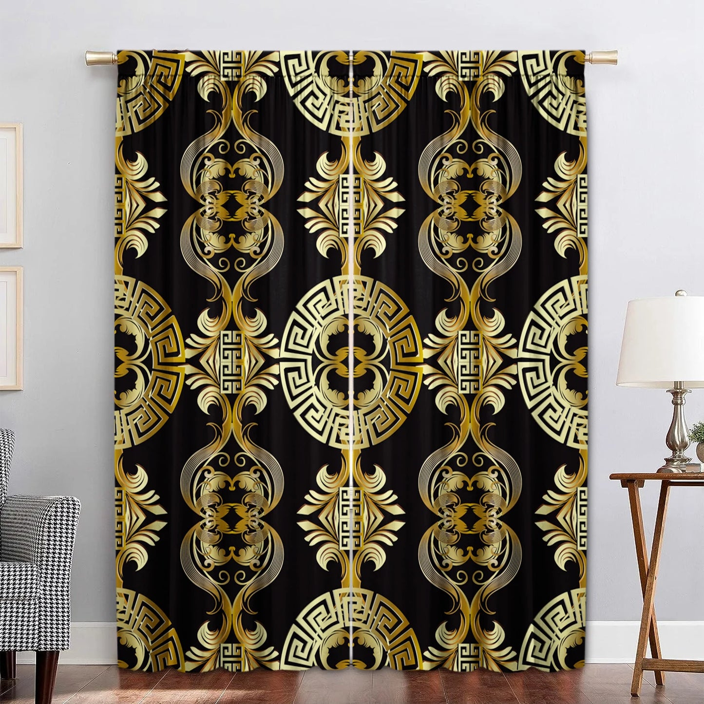 Retro Home Decoration Curtains - 2 Panel Rod Pocket Set for Kitchen & Living Room