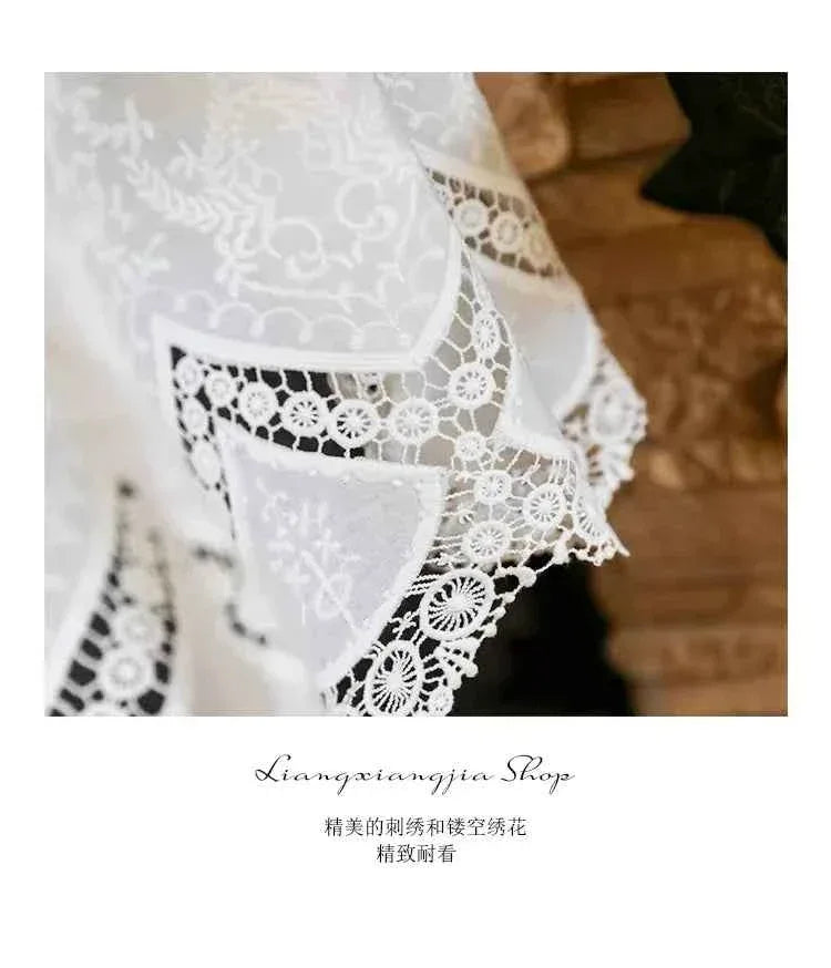 Cotton Lace Café Curtains - Hollow Flower Embroidery Half Curtains for Kitchen - Shello's Creative Boutique