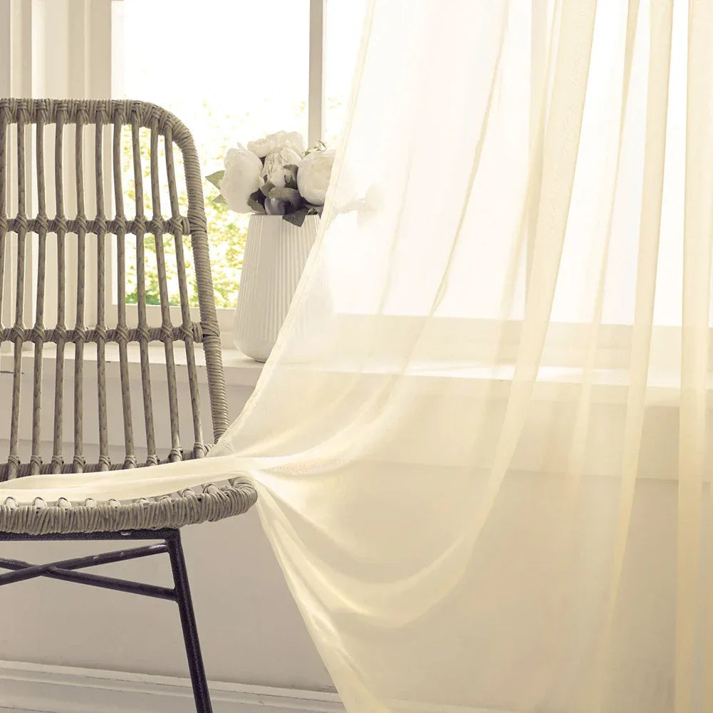 Sheer White Tulle Curtains – Elegant Voile Window Drapes - Shello's Creative Boutique