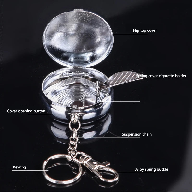 Mini Portable Stainless Steel Ashtray With Lid – Pocket & Car Ashtray for Travel