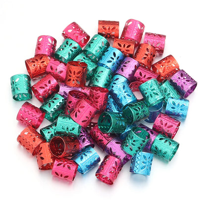 100Pcs/lot Dreadlock Hair Rings Metal Hollow Tube Dirty Dread Braids Adjustable for Cuffs Clip Hair Accessories Styling Tools - Shello's Creative Boutique