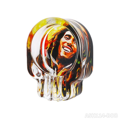Gothic Skull Glass Ashtray – Detailed Carved Skull Head Design 85mm Smoking Accessory