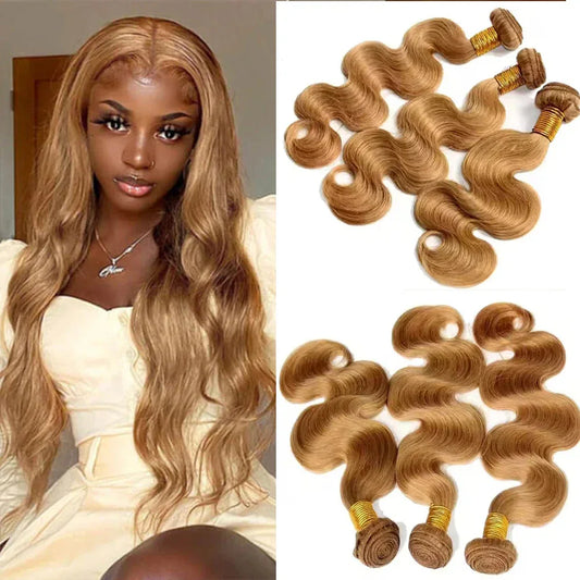 Honey Blonde Brazilian Body Wave Hair Bundles - 100% Raw Human Hair Extensions - Shello's Creative Boutique