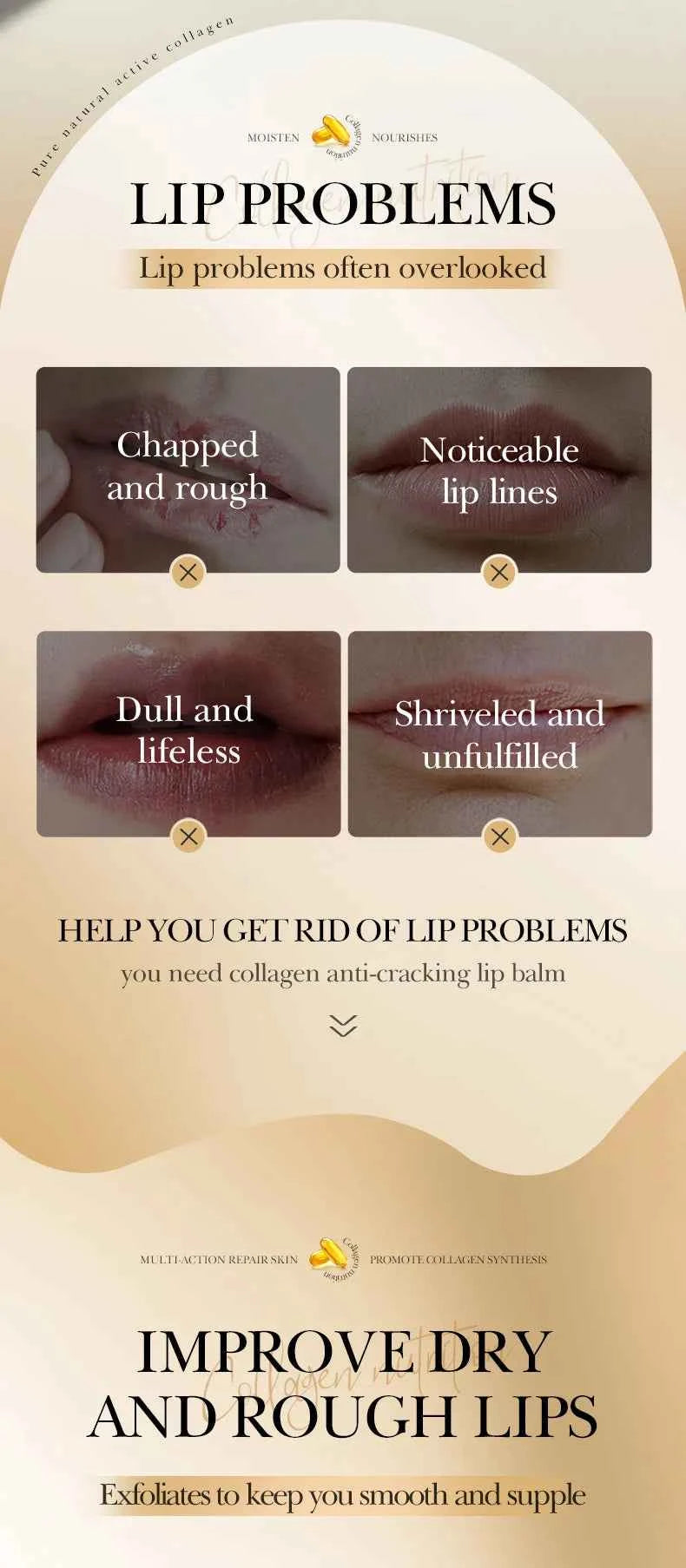 1/2/3pcs SADOER Collagen Lip Balm Moisturizing Anti Wrinkles Anti-aging Nourishing Hydrating Lipstick Lips Skin Care Products