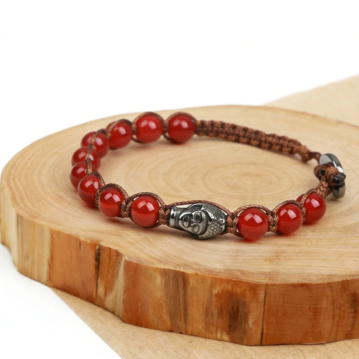 Bracelet Tibetan Buddhism Natural Stone 8mm Beads Red Sandalwood Rosary Healing Meditation Lucky Prayer Bracelet Men Women