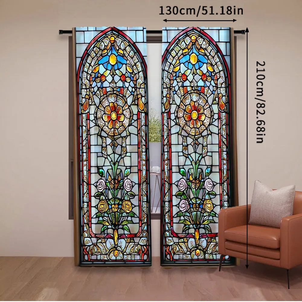 European Gothic Floral Curtains - 2 Panel Set for Bedroom & Living Room
