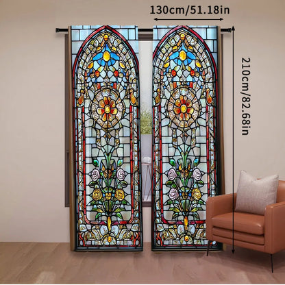 European Gothic Floral Curtains - 2 Panel Set for Bedroom & Living Room