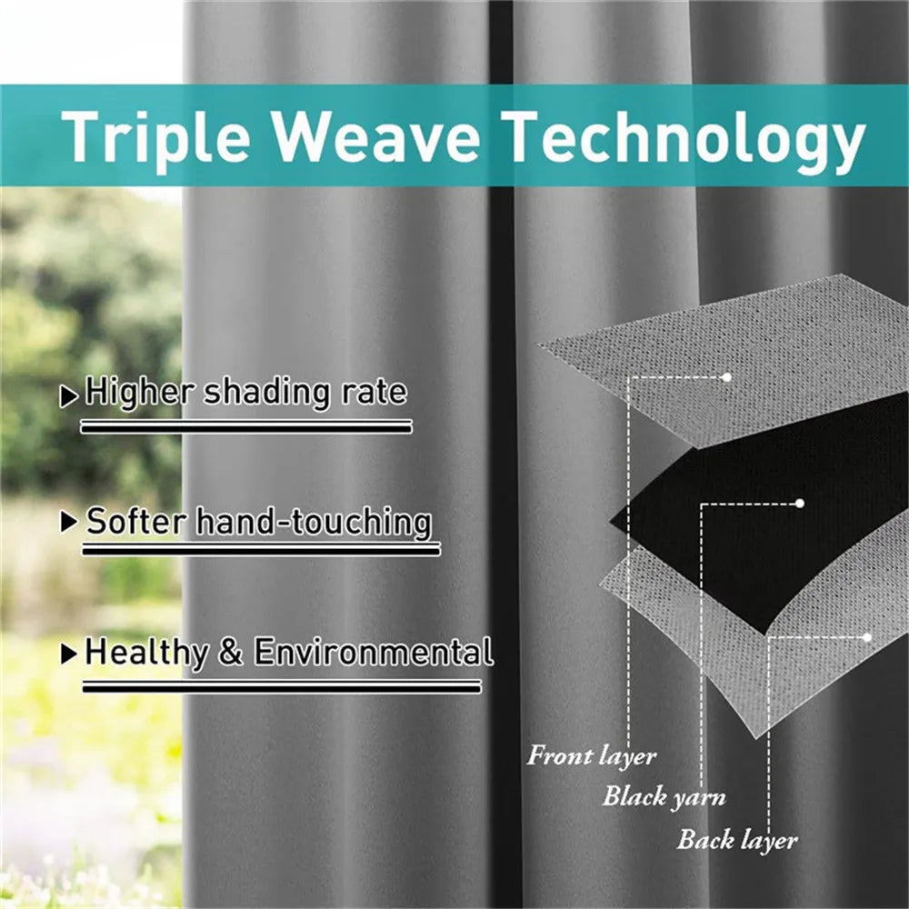 Outdoor Patio Curtains - Weighted Waterproof Blackout Drapes for Gazebo, Porch & Balcony - Shello's Creative Boutique