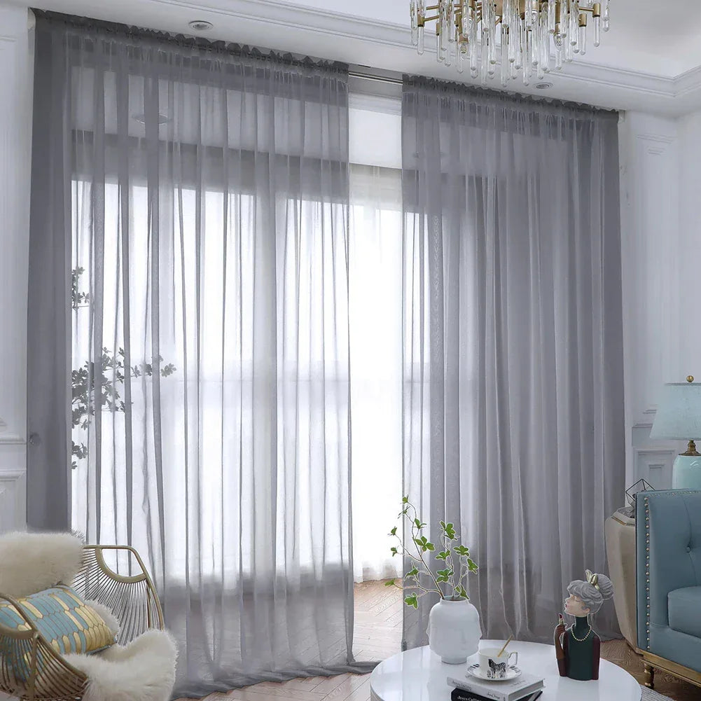 Sheer White Tulle Curtains – Elegant Voile Window Drapes - Shello's Creative Boutique