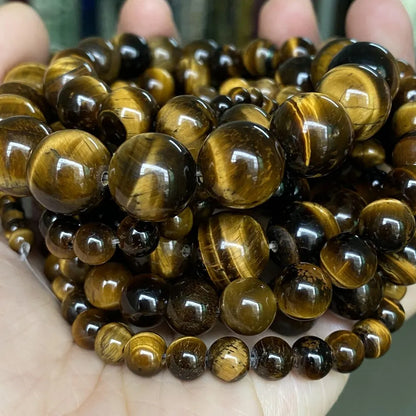 1 Strand 45pcs Natural Stone Beads – Rose Quartz, Tiger Eye, Obsidian
