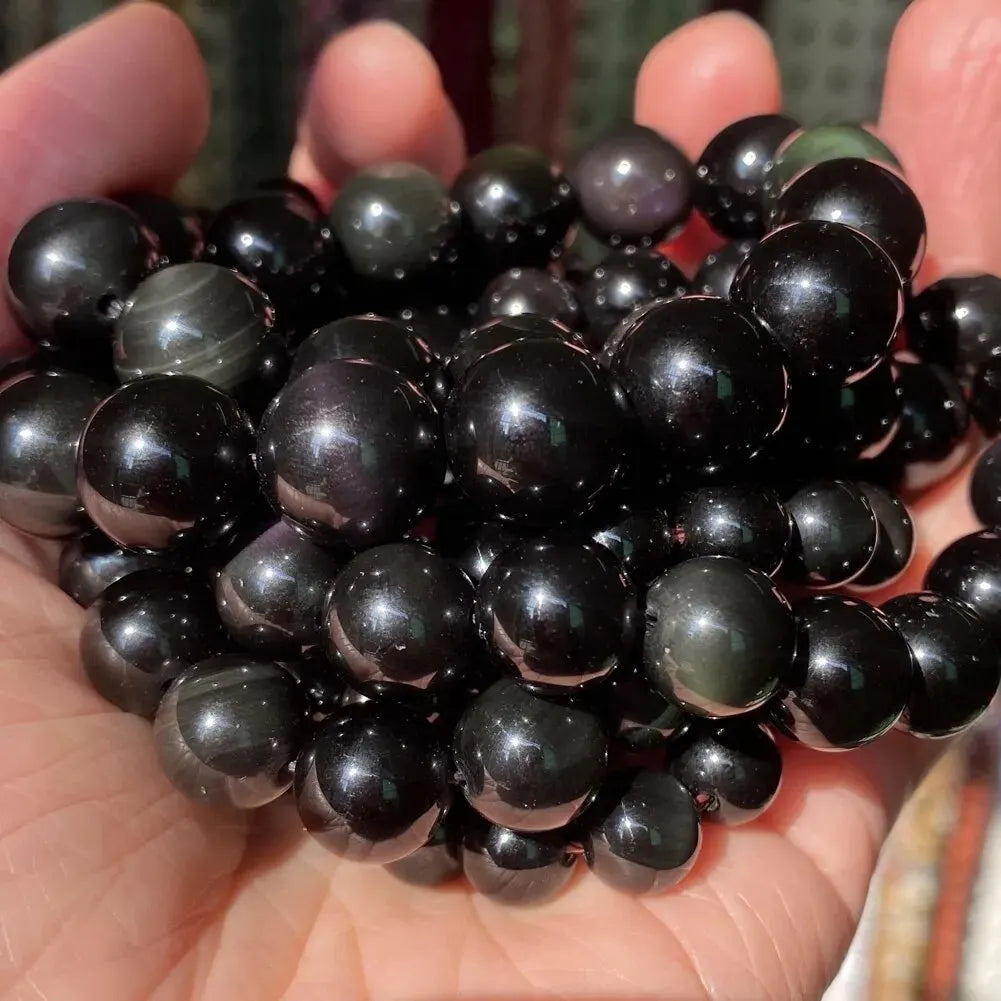 1 Strand 45pcs Natural Stone Beads – Rose Quartz, Tiger Eye, Obsidian