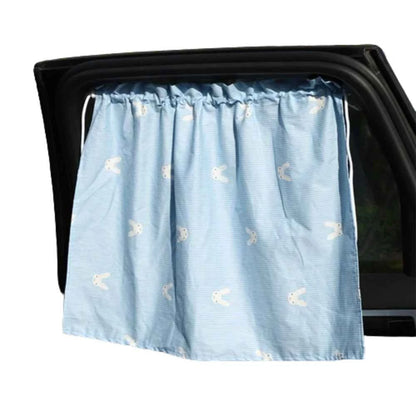 Suction Cup Car Curtains Cute Cartoon Animal/Floral Sunshade Curtain UV Protection Cotton Car Window Cover Car Interior