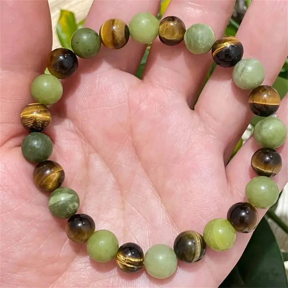 Bohemian Tiger Eye & Malachite Natural Stone Beaded Bracelet