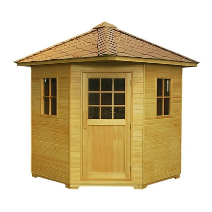 4-Person Canadian Hemlock Outdoor Infrared Sauna Cabin – Far Infrared with Computer Control Panel