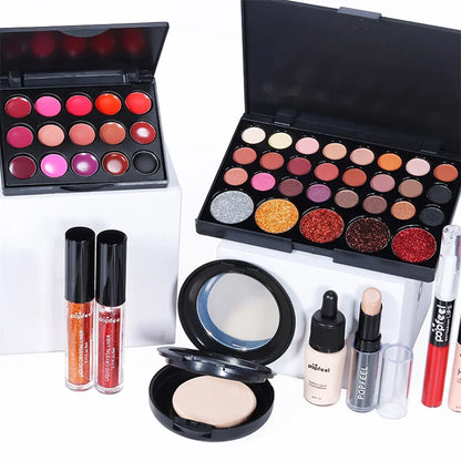 Christmas Makeup Gift Box Foundation Eyeshadow Powder Long Lasting Lip Ink 27 Pieces Birthday Gifts Makeup for Women Full Kit - Shello's Creative Boutique
