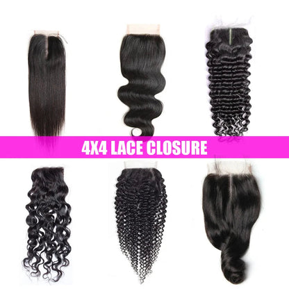 13x4 HD Transparent Lace Frontal 100% Human Hair Pre plucked Bleached Knots Natural Hair Line With Baby Hair 4x4 Lace Closure Shello's Creative Boutique