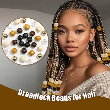 60Pcs Transparent Hair Beads + Wooden Dreadlock Beads with Beading Tool Set - DIY Jewelry Accessories