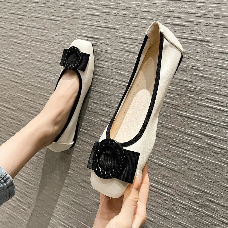 Plus Size Ballet Flats with Bow - Soft Sole Loafers - Shello's Creative Boutique