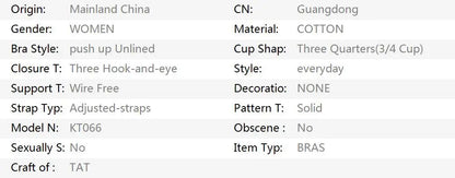 KING'S FAITH 2024 New Arrival Wireless Push-Up Bra – Cotton Thin Brassiere for Women, Big Size 46CD–48C