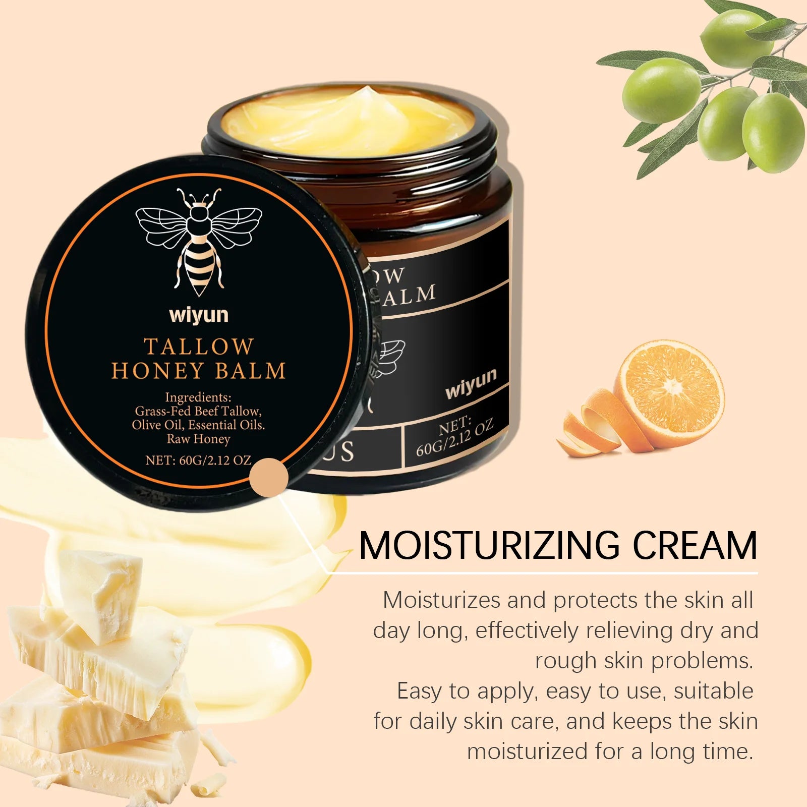 Tallow Honey Cream Glow Hydrating Skin Improve Elasticity Soft Bleaching Improve Dullness Firming Face Body Moisturizer Lotion - Shello's Creative Boutique