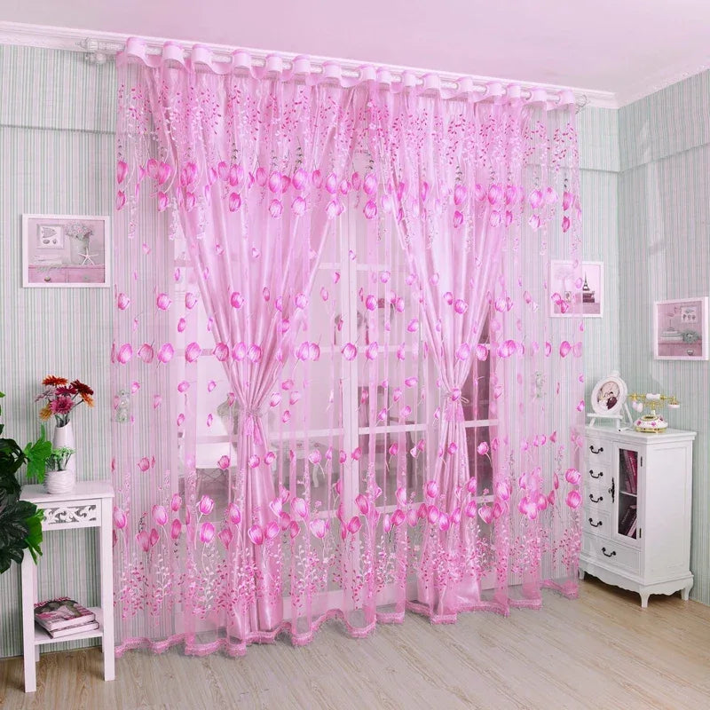 Modern Purple Tulle Curtain Panel - 200x100cm Sheer Voile Drape for Living Room & Bedroom - Shello's Creative Boutique