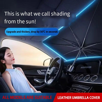 Foldable Car Windshield Sun Shade — Portable Sunscreen Parasol for Front Window