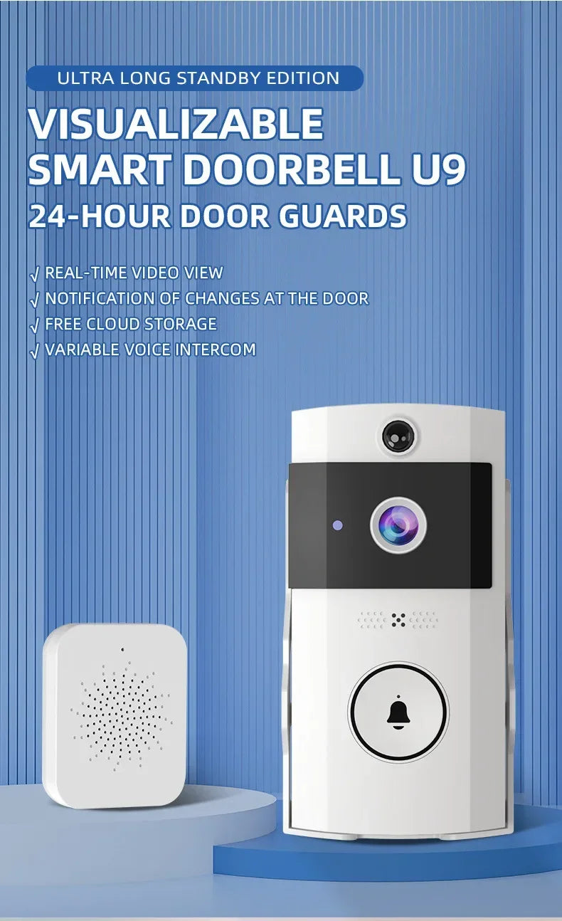 Outdoor Wireless Solar Doorbell Camera with WiFi & Waterproof Cover